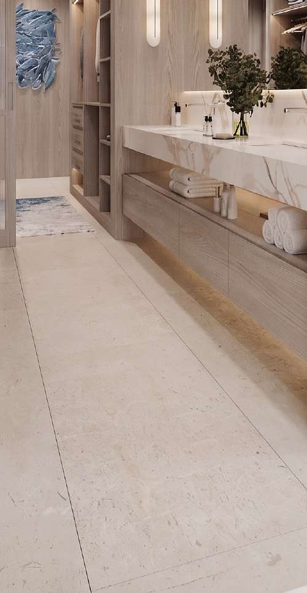 Large-format porcelain flooring